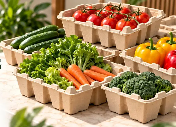 Illustrative moulded fibre produce trays
