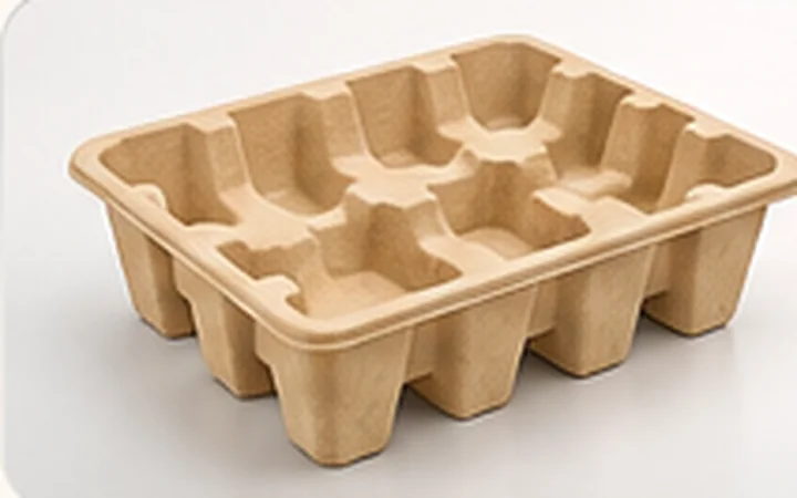 Illustrative moulded paper pulp tray
