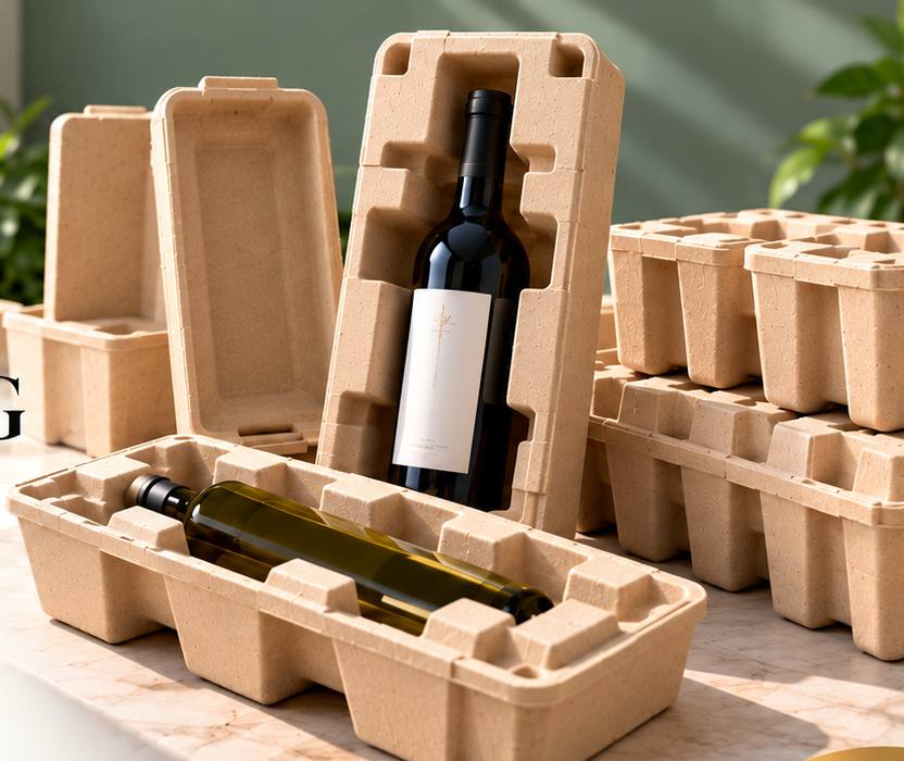 Moulded pulp bottle protective packaging