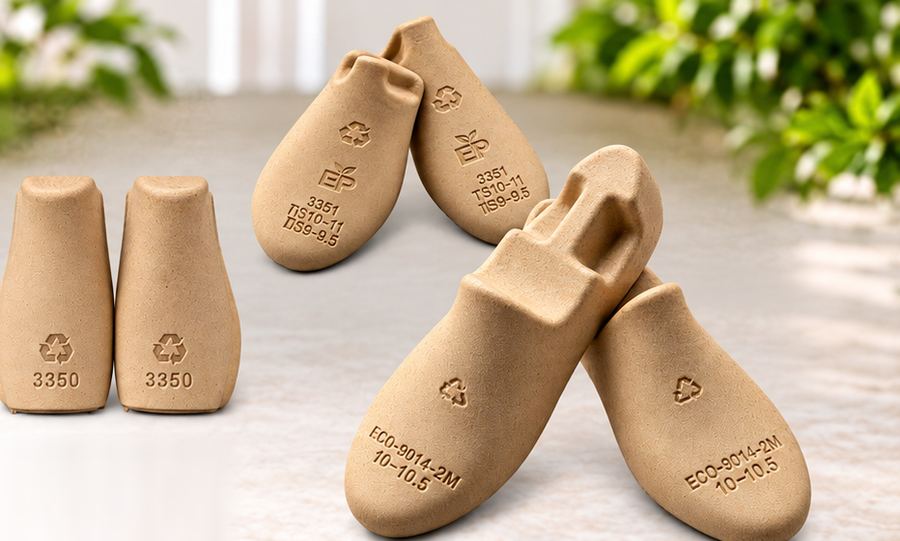 Paper pulp shoe trees and footwear inserts